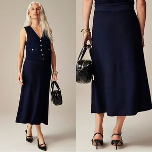 NWT J CREW Foldover sweater midi skirt in merino wool blend in black